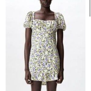 Zara Cottagecore Bustier Coquette Fairy Mini Boho Romantic Floral Dress Size XS